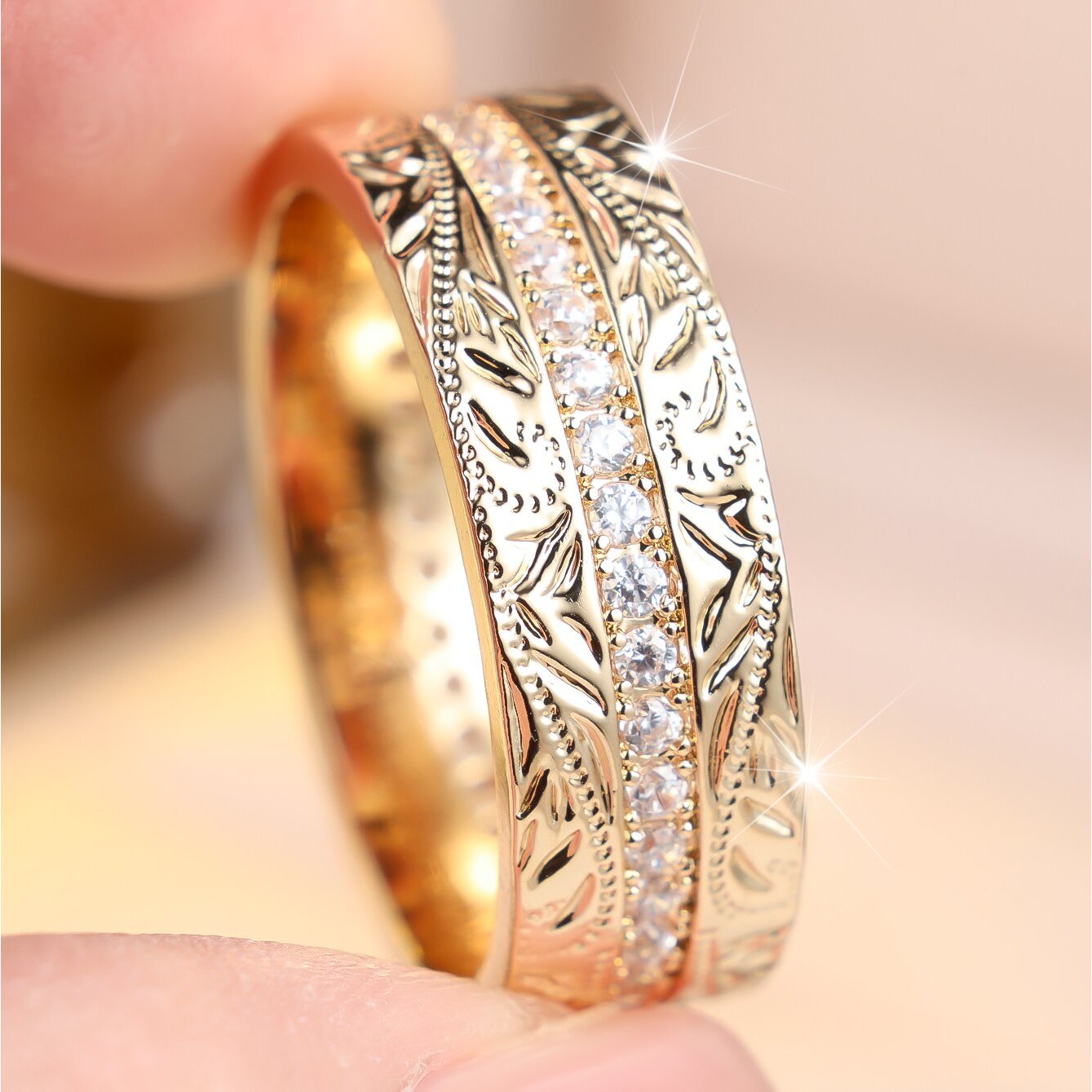 Unisex White Synthetic Zircon Ring, Elegant Classic Design